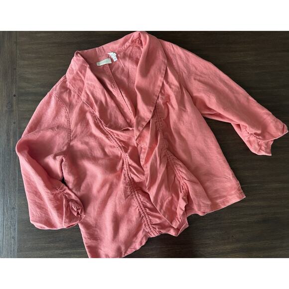 Chico's 100% Linen Jacket Women’s XL Size 3 Open Front 3/4 Sleeve - Picture 1 of 7
